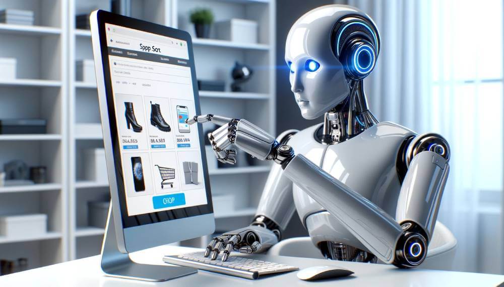 Robot d'intelligence artificielle interagissant avec une interface de commerce en ligne