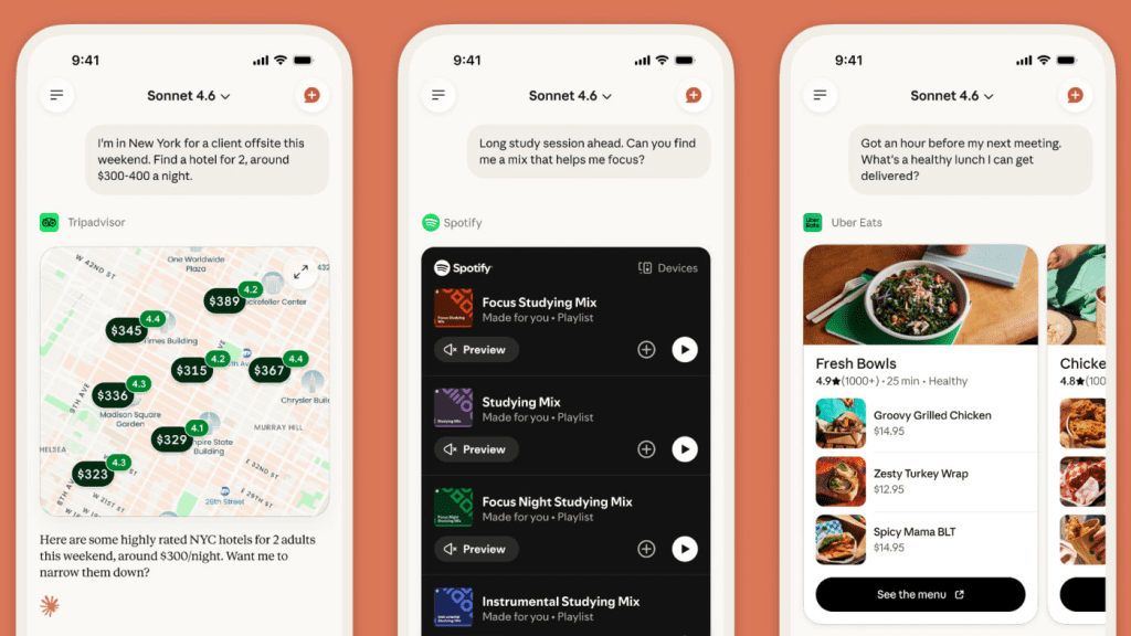 Claude se connecte aux applis du quotidien : Spotify, Uber et 13 autres