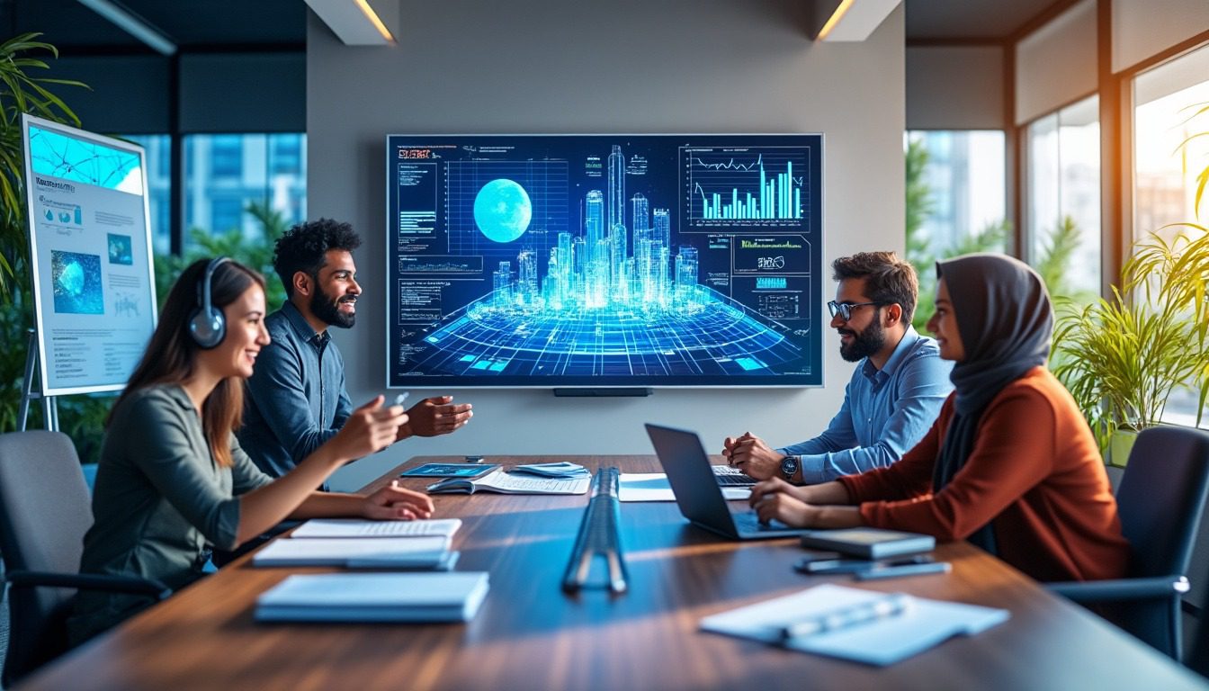 Professionnel utilisant une plateforme IA agentique sur ordinateur de bureau