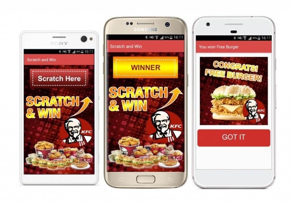 jeu marketing sur mobile avec interface scratch instant gagnant