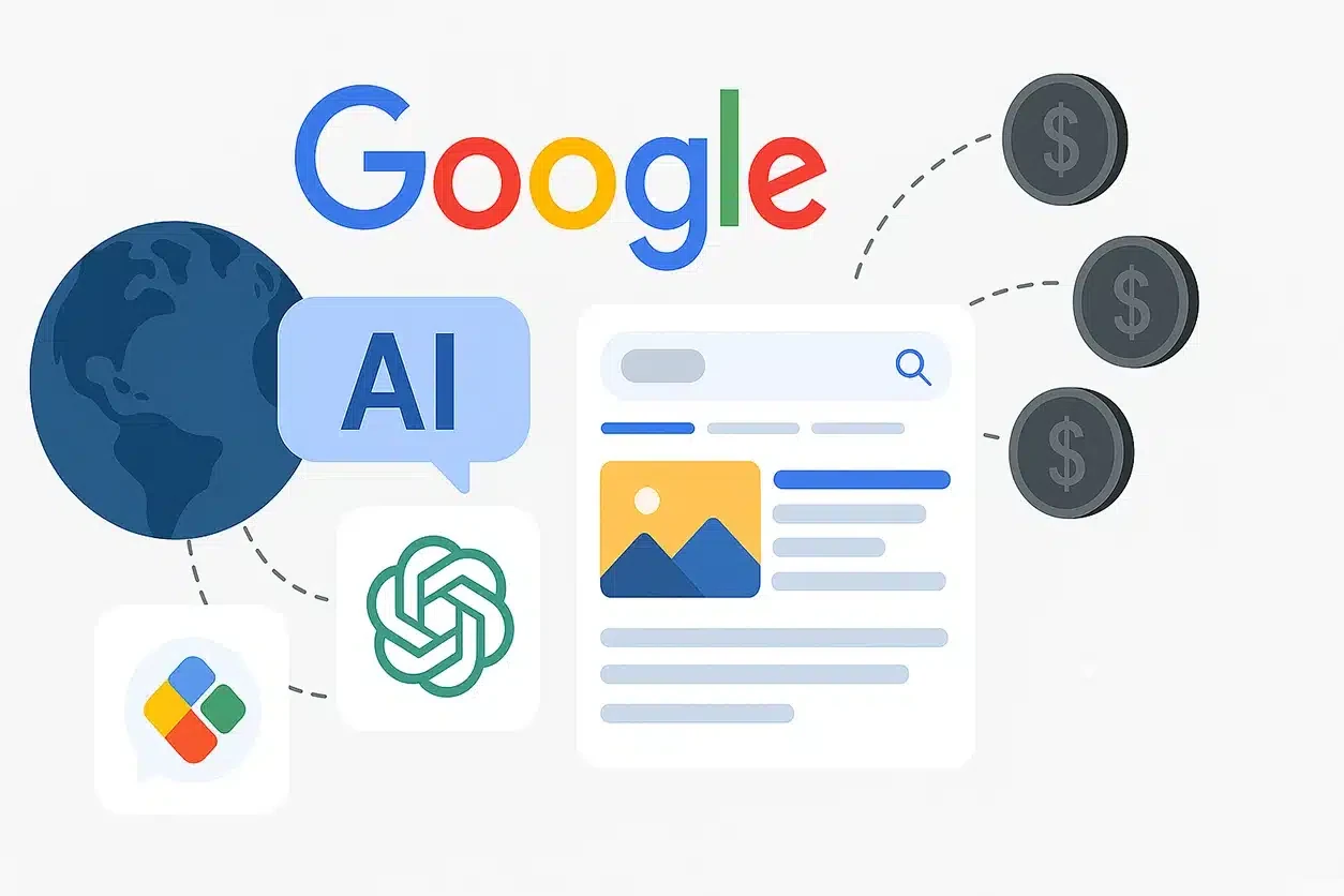 Exemple d'AI Overview Google affichant les sources citées dans une réponse générative