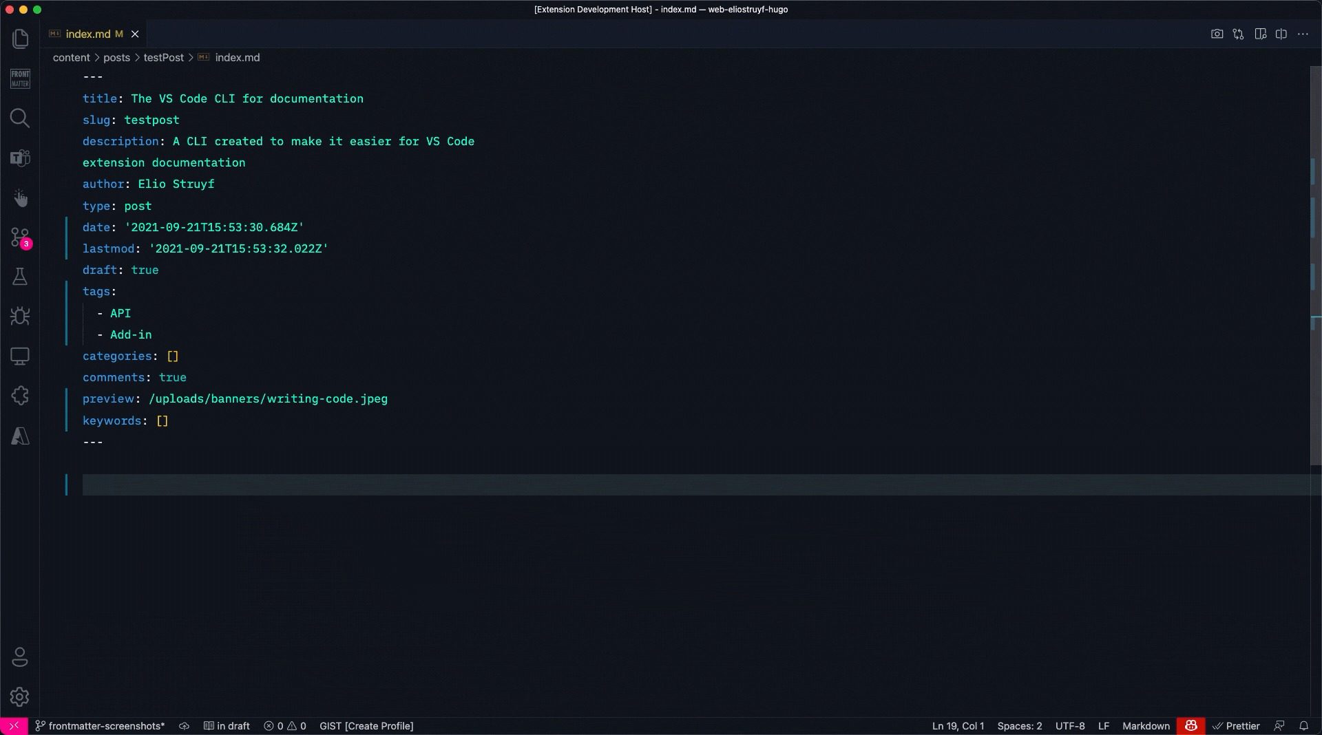 Exemple de fichier OKF en Markdown avec en-tête YAML structuré